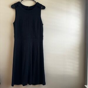 LOFT Charcoal Gray Sleeveless Fit & Flare Dress -decorative buttons-Size 8